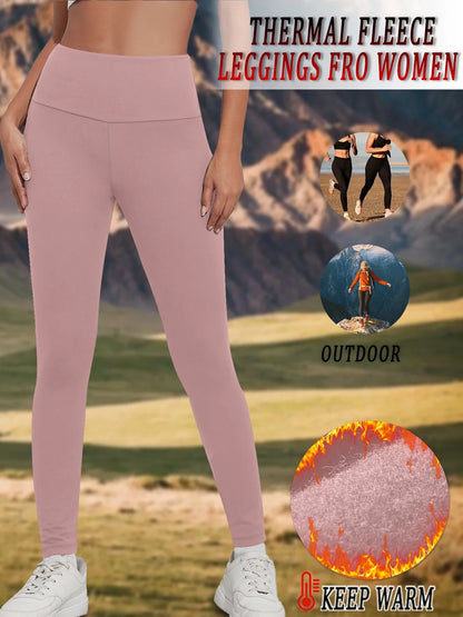 Leggings taille haute doublés en polaire thermique pour femme. Collants chauds et épais pour l'entraînement, pantalons de yoga doux, hiver