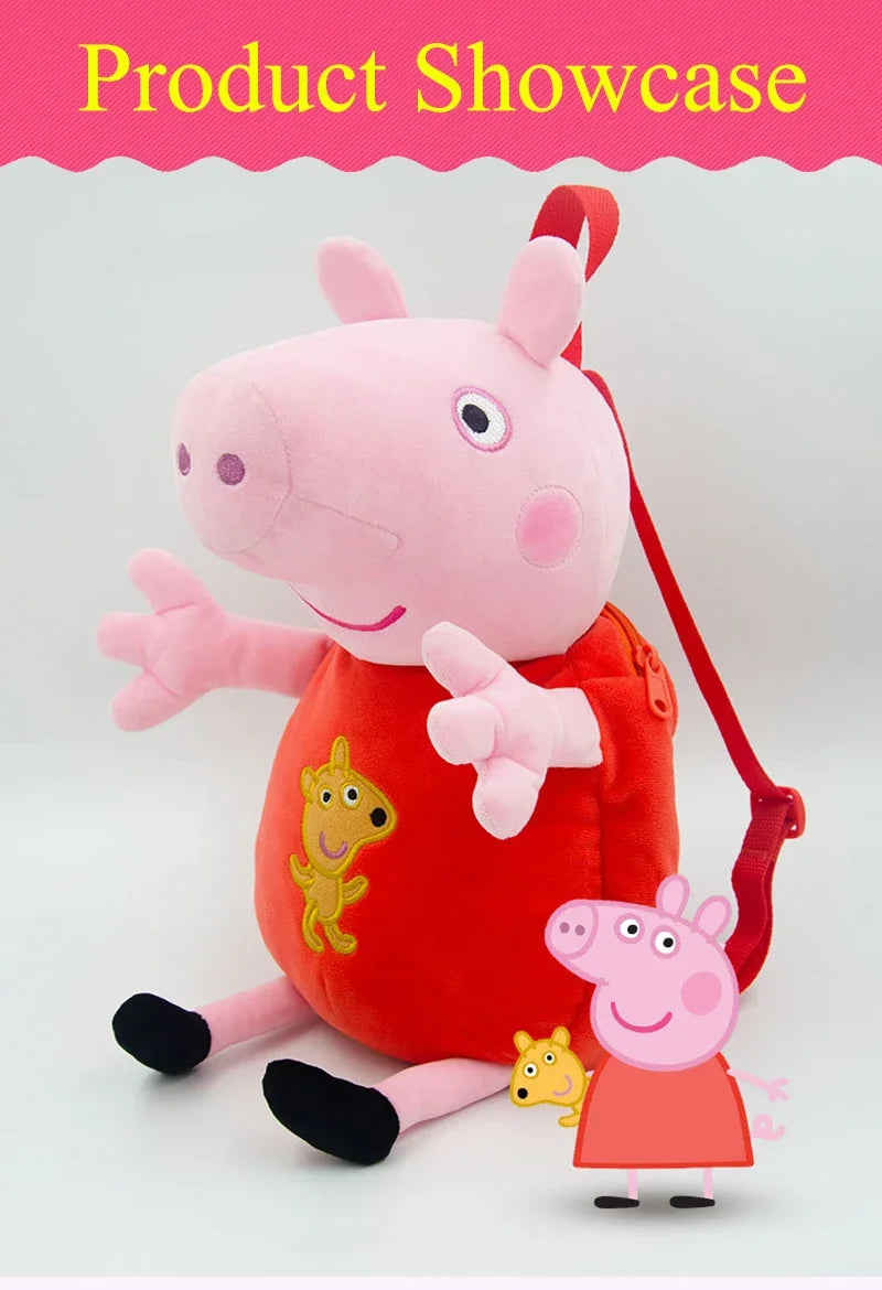 Peppa Pig Crossbody Bag Stereoscopic Doll Backpack Anime Knapsack Plush Coin Purse Toys George Round Pocketbook Children's Gifts