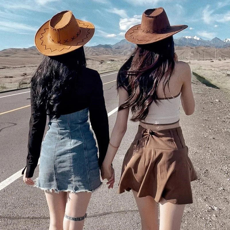 Men's and Women's Suede Cowboy Hat, Fashionable Unisex Cap
