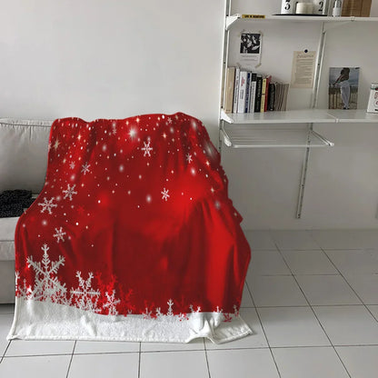 Christmas Snowflake Red Throw Blanket Portable Warm Blanket Blankets For Beds Home Decor Sofa Blanket