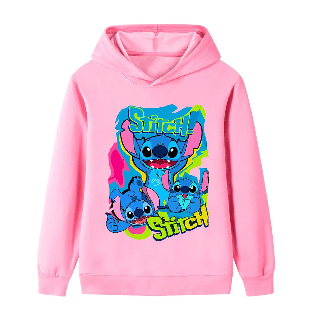 Sweats à capuche mignons et à la mode Stitch pour garçons et filles, confortables et polyvalents pour l'automne et l'hiver