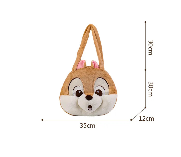 Plush Cartoon Chipmunk Squirrel  Large Capacity Shoulder Bag Sweet Versatile Cute Women's Bag Stitch Mobile Cosmetics Storage