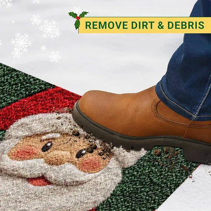 Tapis de porte de Noël rouge Père Noël extérieur et intérieur Tapis de cerf en pain d'épice Nouvel An 2026 Joyeux Noël Décor à la maison Tapis de pied