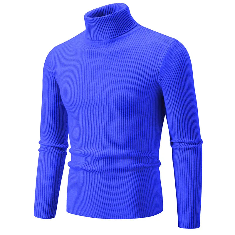 Hommes Pulls Gilets Cols Roulés Tricotés Manches Longues Couleur Unie Décontracté Coupe Slim Épais Épissure Automne Hiver