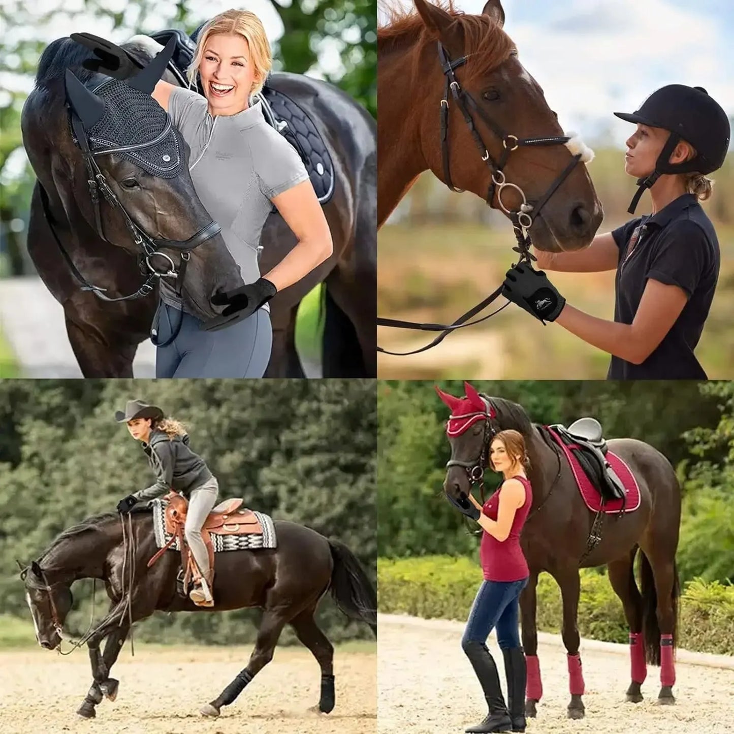 Gants d'équitation équestres pour femmes en maille respirante légers, pack de couleurs, prise confortable par tous les temps