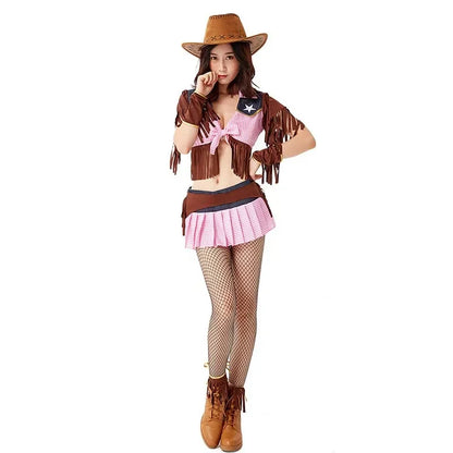2025 Déguisement d'Halloween de cow-girl rose pour adulte, tenue de cirque, bal masqué d'Halloween, costume de