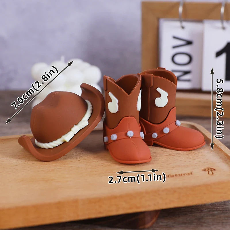 Chapeau de Cowboy rouge Rose, boules de bottes, décoration de gâteau, Cowboy de Cowgirl occidentale, décor de fête prénatale d'anniversaire, fournitures à thème de ferme occidentale