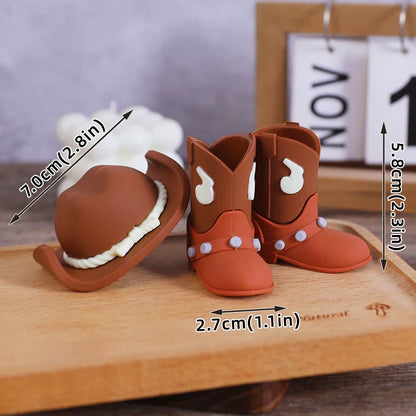 Chapeau de Cowboy rouge Rose, boules de bottes, décoration de gâteau, Cowboy de Cowgirl occidentale, décor de fête prénatale d'anniversaire, fournitures à thème de ferme occidentale