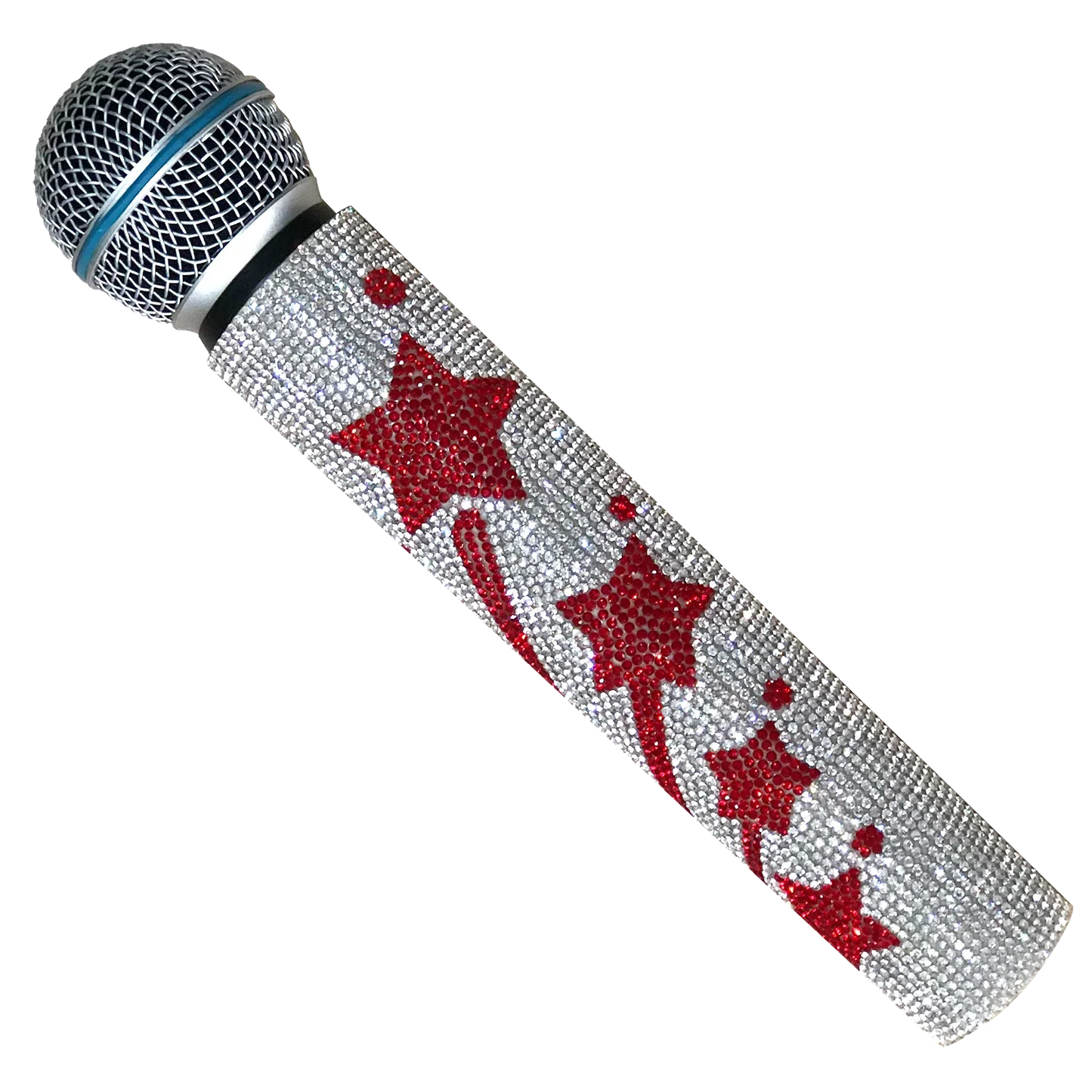 Housse de microphone en strass scintillants, manchon décoratif pour micro sans fil, doré, argent, rouge, pour discothèque, scène, fête, émission de télévision