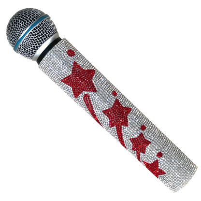 Housse de microphone en strass scintillants, manchon décoratif pour micro sans fil, doré, argent, rouge, pour discothèque, scène, fête, émission de télévision