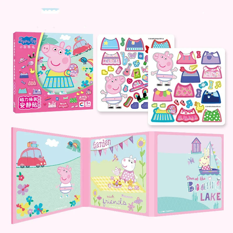 Nouveau Peppa Pig Page Habiller Autocollants Magnétiques Puzzle Magnétique Bricolage Habiller Autocollants Jouets à Tirer Cadeaux de Noël pour Enfants