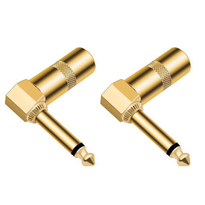 2 pièces 6.35mm fiches connecteurs à souder bricolage tête droite/coude Type de soudure fiches pour la terminaison de câble sonore d'instrument