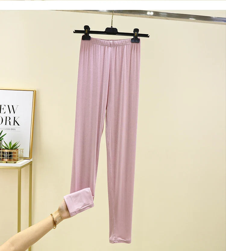 Leggings ajustés taille haute en modal, fins et élastiques, pour le printemps et l'automne, sous-vêtements, vêtements d'intérieur, pantalons longs grande taille
