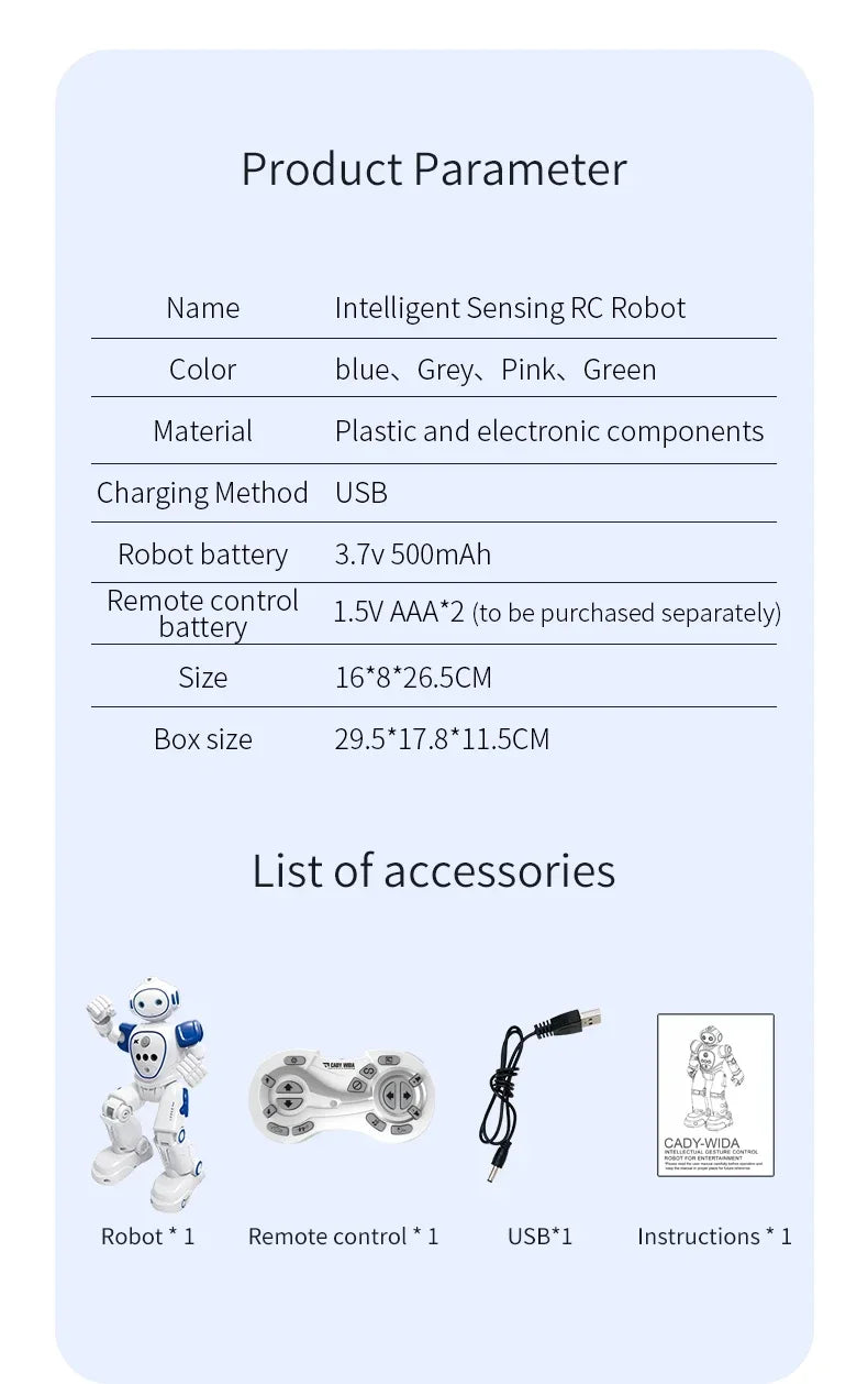 JJRC Rc Robot enfants Intelligent télécommande Robots jouets programmés électrique détection de geste Machine de danse enfants cadeau de noël