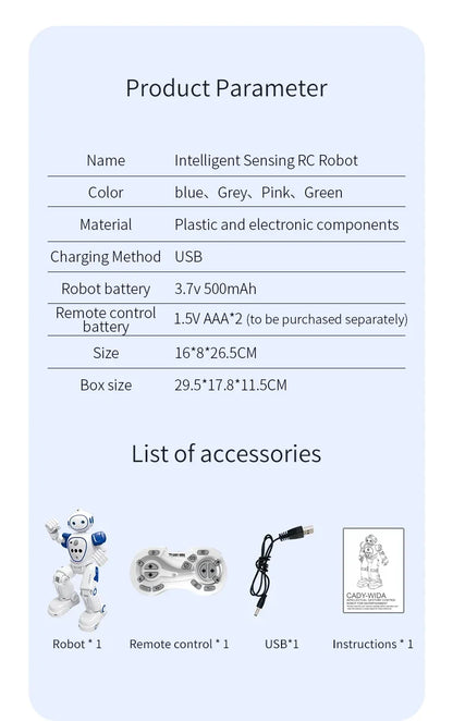 JJRC Rc Robot enfants Intelligent télécommande Robots jouets programmés électrique détection de geste Machine de danse enfants cadeau de noël
