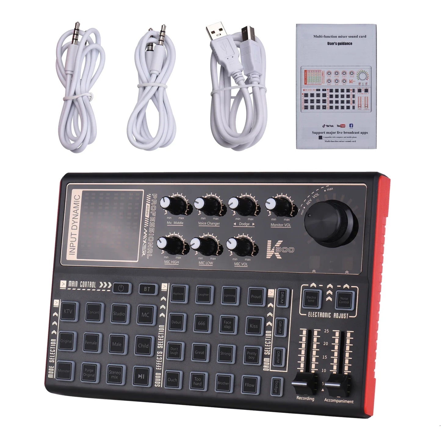 Muslady-Carte son SK300 Live, changeur de voix externe, centre commercial audio, batterie aste intégrée, effets sonores multiples