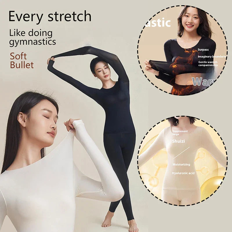 Sous-vêtement thermique femme vêtements d'hiver sans couture épais Double couche Lingerie chaude femmes ensemble de vêtements thermiques femme 2 pièces