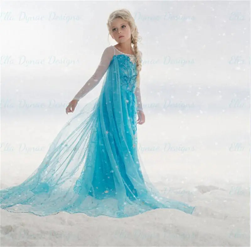 Costume Elsa pour filles 2025 Blanc Paillettes Fête Carnaval Vêtements Enfants Halloween Cosplay Robe Princesse Elsa Reine des Neiges