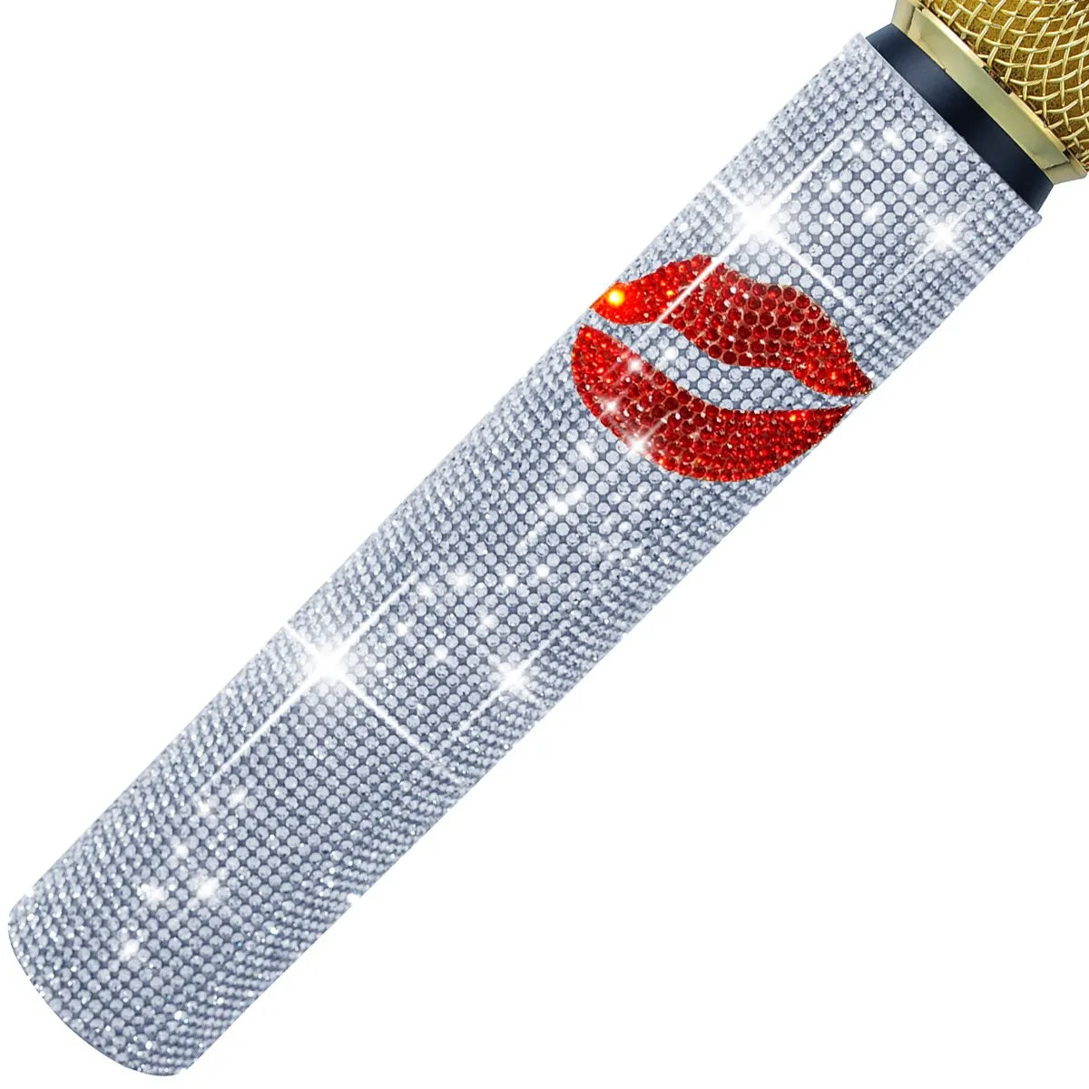 Housse de microphone en strass scintillants, manchon décoratif pour micro sans fil, doré, argent, rouge, pour discothèque, scène, fête, émission de télévision