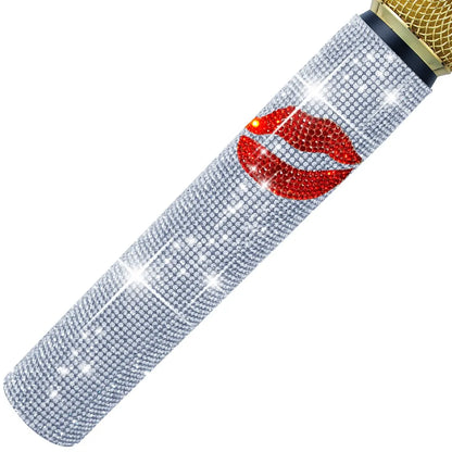 Housse de microphone en strass scintillants, manchon décoratif pour micro sans fil, doré, argent, rouge, pour discothèque, scène, fête, émission de télévision