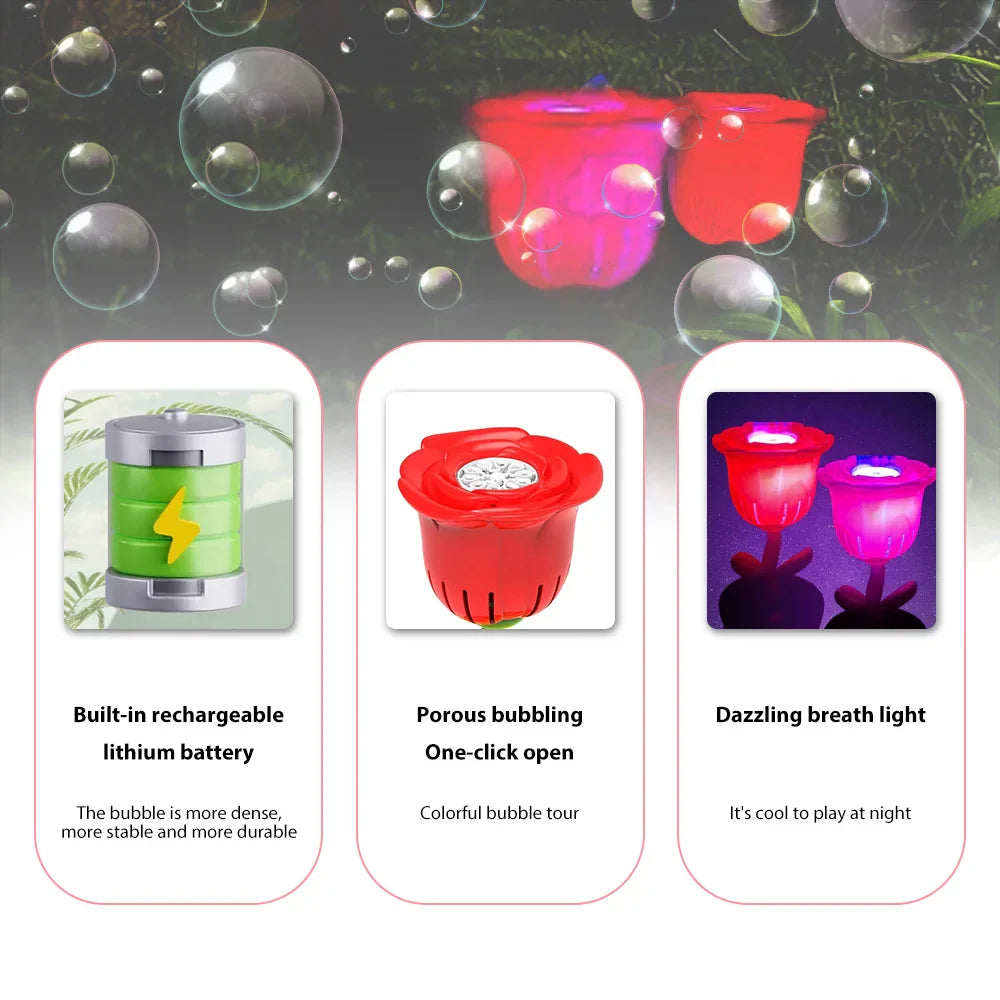 Machine à bulles verticale avec lampe sonore, pour anniversaire d'été, mariage en plein air, fête de noël, Rechargeable
