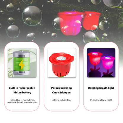Machine à bulles verticale avec lampe sonore, pour anniversaire d'été, mariage en plein air, fête de noël, Rechargeable