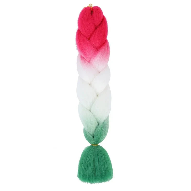 24Inch Synthetic Ombre Rainbow Mixed Colors Long Straight Box Jumbo Braids Hairpiece Crochet Hair for Women