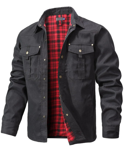 Vestes pour hommes, printemps, chemise doublée en flanelle, manteau, veste décontractée à boutons-pression, style cowboy occidental, haut de haute qualité, taille US