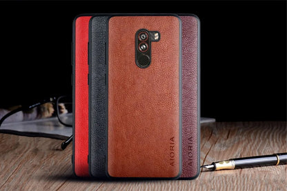 Case for Xiaomi Pocophone F1 funda luxury Vintage Leather skin coque with TPU soft hard cover for xiaomi pocophone f1 case capa