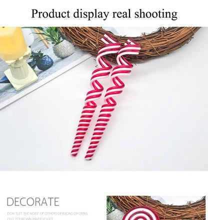 Cannes à bonbons de Noël en acrylique, pendentif béquille torsadé pour arbre de Noël, décorations de Noël pour le Nouvel An, ornements, cadeaux