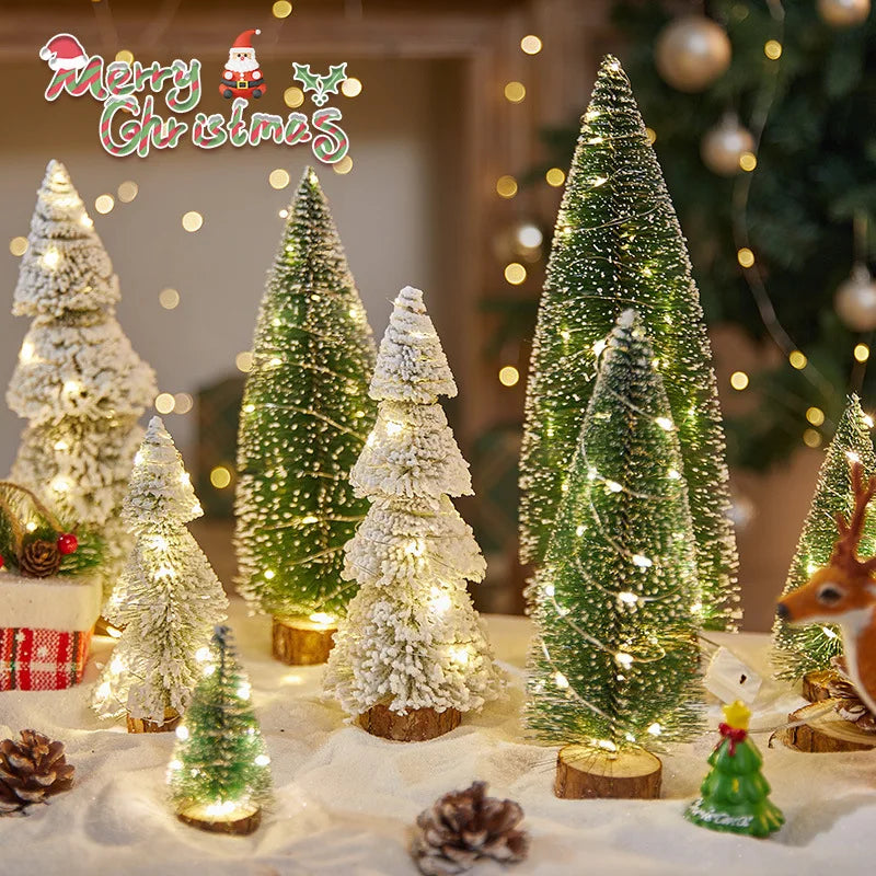 2Pcs Mini Artificial Christmas Tree Crafts Supplies Christmas Party Office Desktop Ornaments Christmas Tree Home Decorations