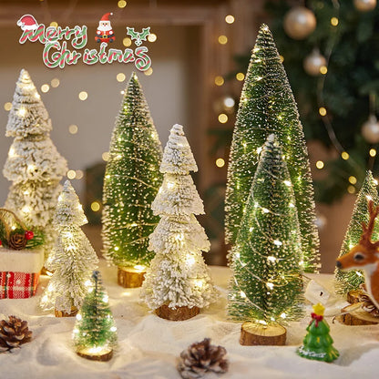 2Pcs Mini Artificial Christmas Tree Crafts Supplies Christmas Party Office Desktop Ornaments Christmas Tree Home Decorations