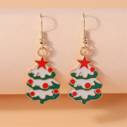 Fashion Merry Christmas Tree Deer Snowflake Santa Claus Drop Earrings for Women Girls New Year Party Festival Jewelry Gifts
