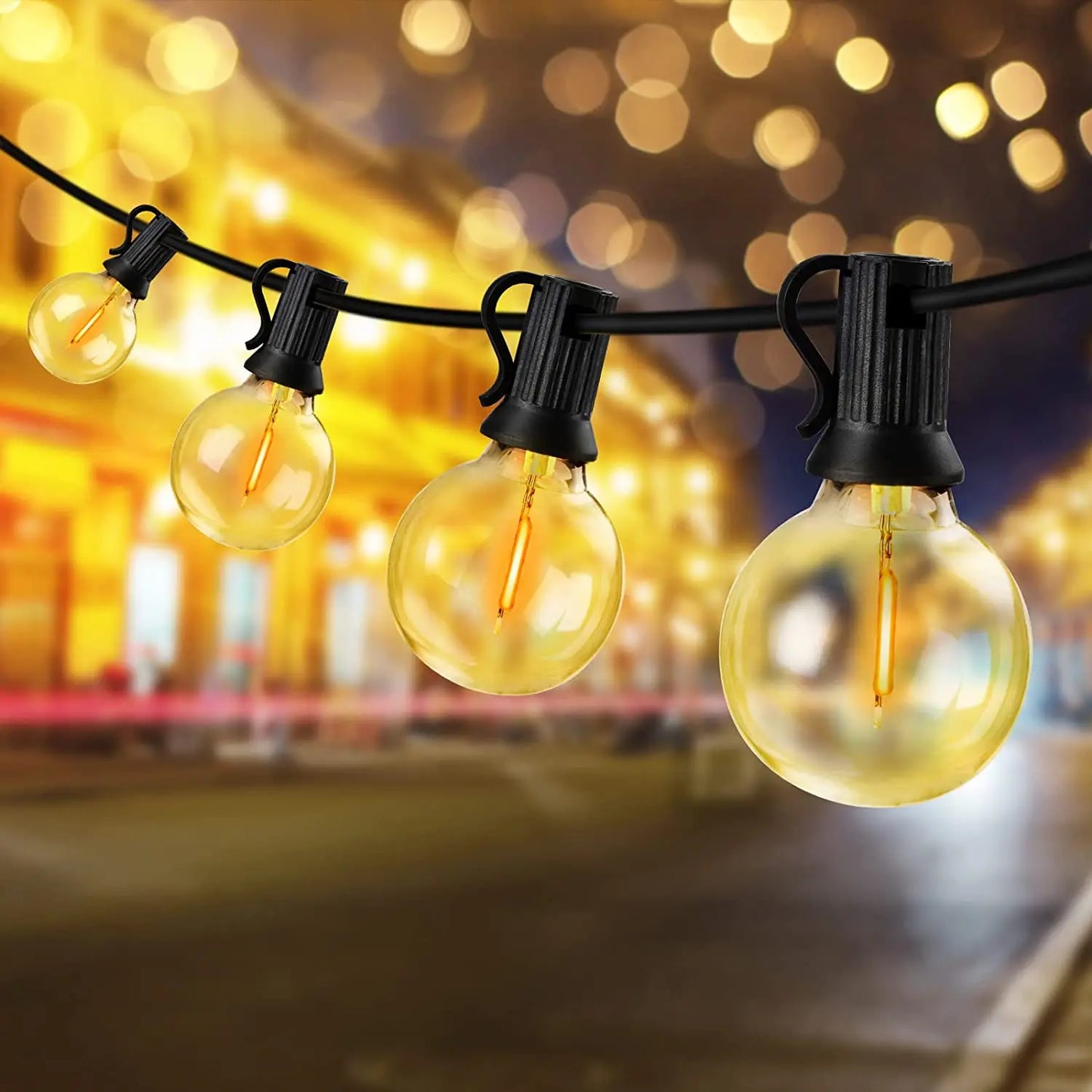 G40 Solar Outdoor String Lights, with remote controls, shatterproof globe bulb, IP65 waterproof, Patio Light for Garden Decor