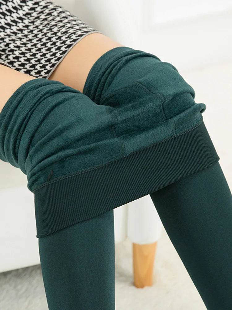 Leggings d'hiver tricot velours Legging décontracté nouveau haute élastique épaissir dame chaud noir pantalon pantalon slim pour femmes Leggings