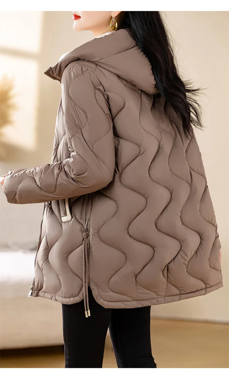 2024 New Winter Jacket Parkas Women Coat Fur Collar Hooded Overcoat Female Jacket Parka Thick Warm Cotton Padded Outwear