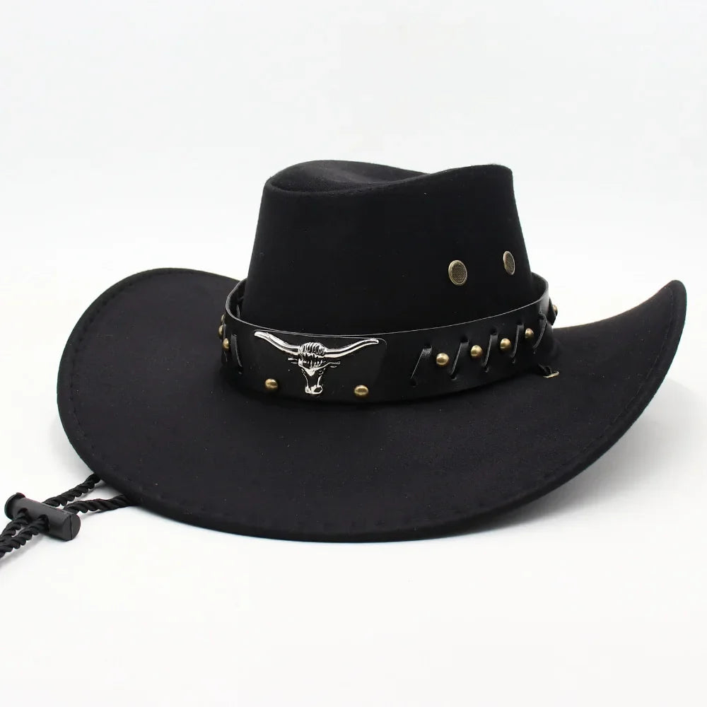 Nouveau Chapeau de Cowboy de Style Occidental pour Hommes et Femmes Chapeau de Gentleman Rétro à Large Bord Chapeau de Cowgirl Jazz Chapeaux de Soleil Tendance pour l'Été