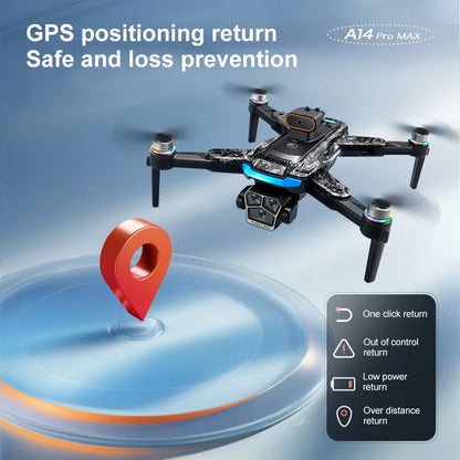 Xiaomi A14 MAX Drone sans brosse 8K trois caméra HD télécommande avec écran flux optique Intelligent pliable quadrirotor
