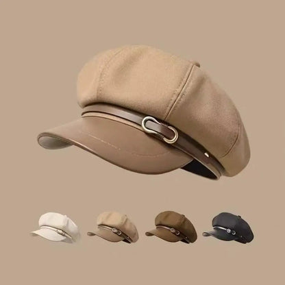 Béret de Style britannique rétro pour femmes, casquette de journal octogonale polyvalente pour grande circonférence de la tête, chapeau de printemps et d'automne