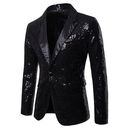 Fashion Men Luxurious Sequin Suit Jacket Green / Silver Men's Bar KTV Stage Dress Male Blazer Coat