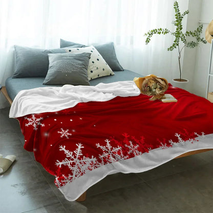 Christmas Snowflake Red Throw Blanket Portable Warm Blanket Blankets For Beds Home Decor Sofa Blanket
