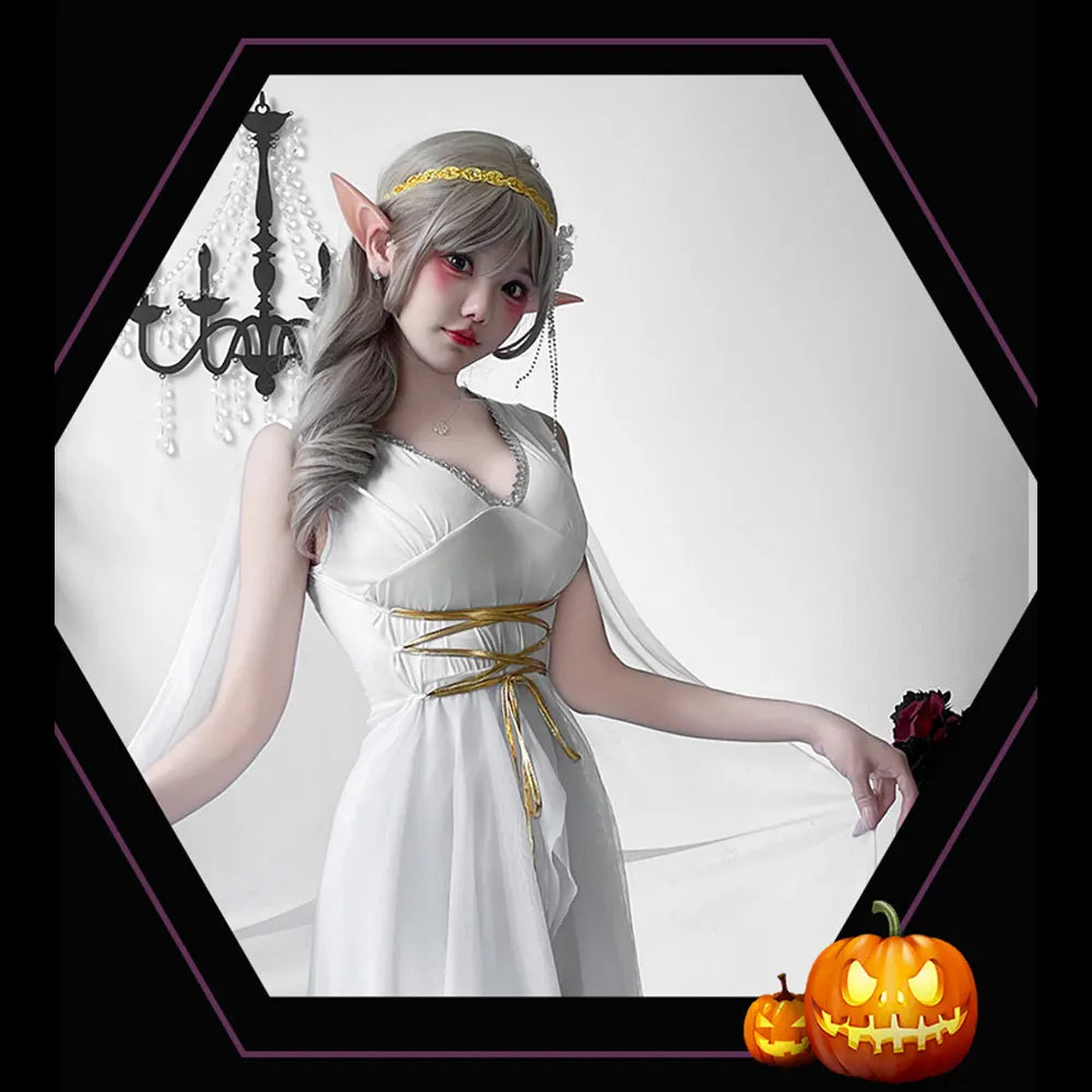 Costume d'Halloween de déesse grecque médiévale ; robe d'elfe ; Cléopâtre ; tenue de spectacle Athéna.