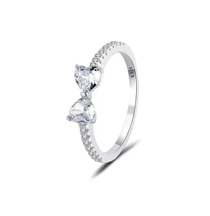 Bague en argent Sterling 925 plaqué rose rouge scintillant, bague en forme de cœur pour femmes, cadeau de fête de mariage, bijoux de saint valentin 2025