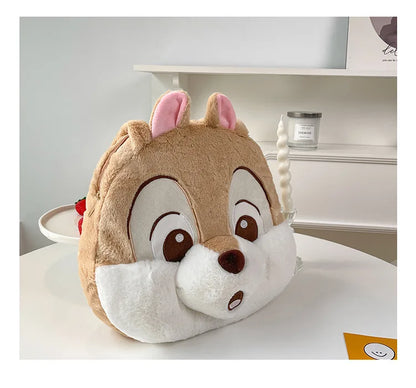 Plush Cartoon Chipmunk Squirrel  Large Capacity Shoulder Bag Sweet Versatile Cute Women's Bag Stitch Mobile Cosmetics Storage