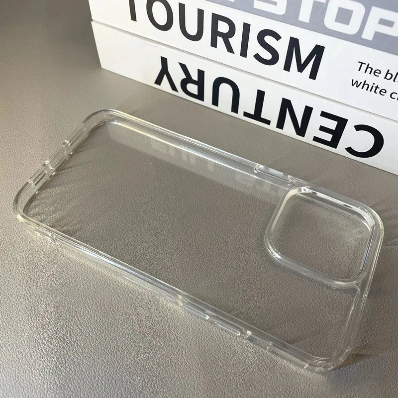 Luxury Transparent Soft Acrylic Phone Case For iPhone 16 15 14 13 12 11 Pro Max XS X XR 7 8Plus Mini Shockproof Protective Cover