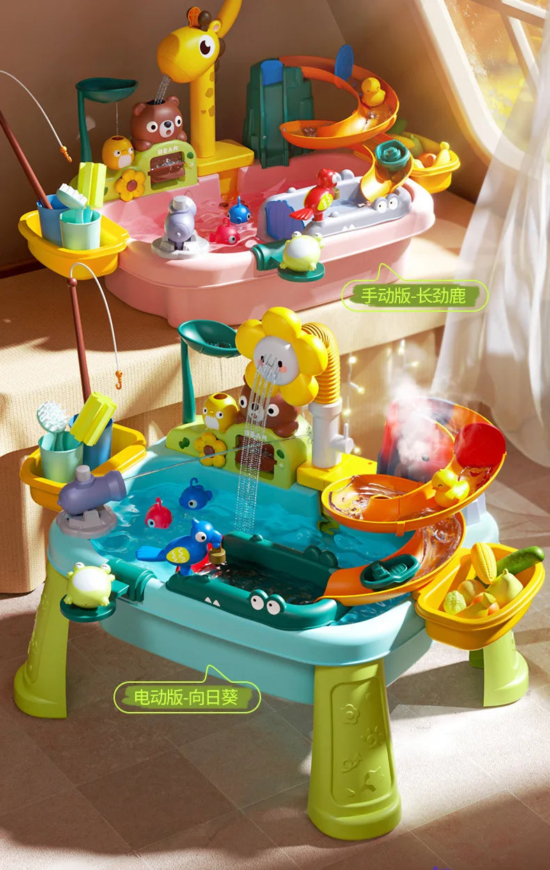 Jouets de cuisine pour enfants électriques amusants jouets de jeu d'eau évier de lavage de vaisselle pêche vaisselle jeu de rôle maison bébé jouet d'éducation précoce