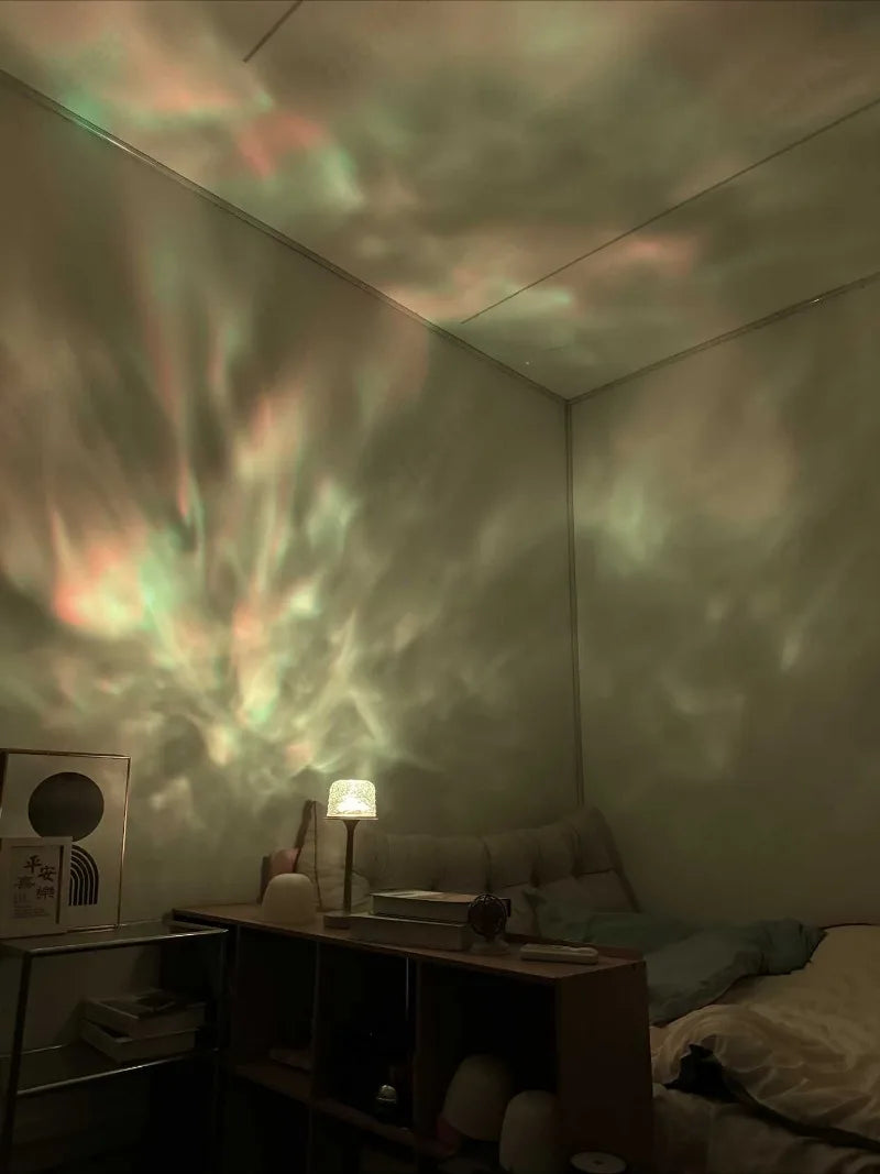 Lampe de chevet LED haute sur pied, effet vague d'eau, atmosphère romantique, cadeau pour couple, veilleuse de projection d'intérieur pour chambre à coucher