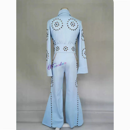 Luxury High Quality Performance Costume Diamond Rhinestones DJ Rock Singer Star Cosplay Ballroom Dance Stage Party Costume Men
