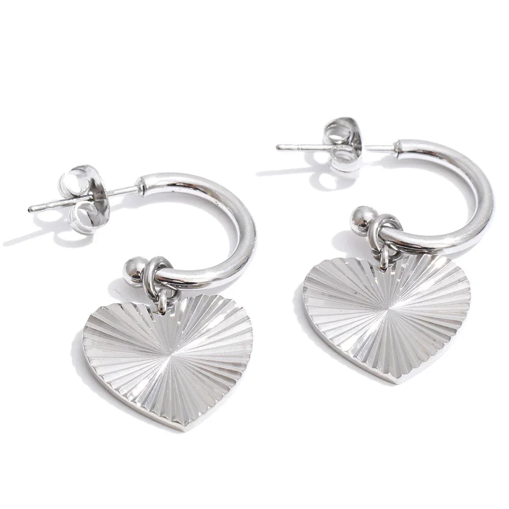 Yhpup – boucles d'oreilles pendantes en forme de cœur en acier inoxydable, pour toutes les Occasions, cadeau de saint-valentin, bijoux classiques antirouille