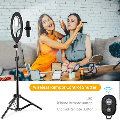 Anneau lumineux LED pour Selfie, intensité variable, éclairage de remplissage pour photographie, avec trépied, télécommande Bluetooth, pour téléphone, enregistrement vidéo en direct